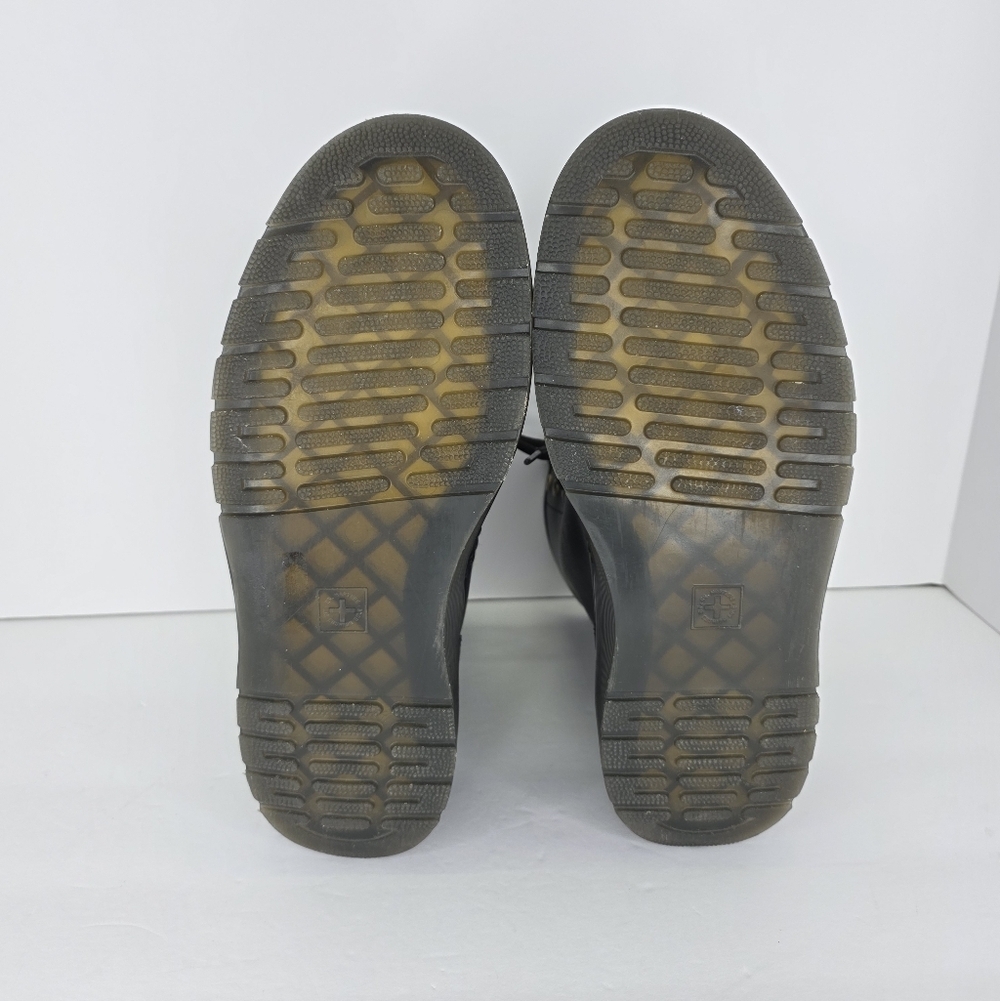 Dr. Martens Zavala Combat Boots Unisex Black Leather Yellow Stitching Size M7 W8 - Picture 13 of 16